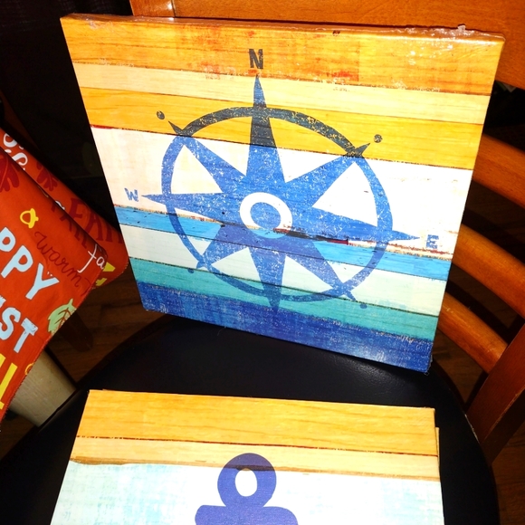 ⛵NEW! Home Goods Nautical Inspired Canvas Set 12X12 ⛵ - Picture 2 of 4